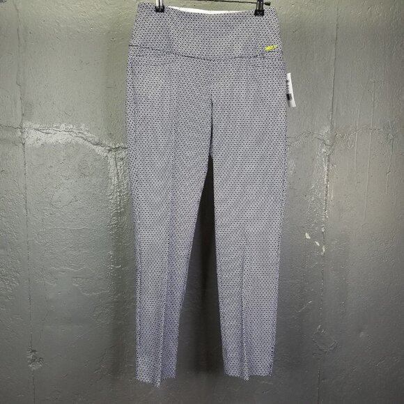 Swing Control Pants Women 2 Geometric Pixie Print Blue Mid-Rise Golf Tennis NEW - Picture 1 of 16